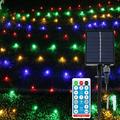 192 LED Net Lights 9.8ft x 6.6ft Solar Mesh Lights with Remote Large Solar Powered Fairy Lights Waterproof Outdoor Christmas Decorations for Tree Bushes Holiday Party Garden (Multicolor)