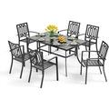 Grand patio 7 Pieces Outdoor Dinning Sets Weather-Resistant Wicker Patio Furniture for 6 Including Chairs and Rectangle Table with Umbrella Hole for Backyard Garden Poolside Deck Gr