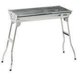 Living Pavilion Portable Charcoal Grill Stainless Steel Folding Outdoor BBQ Grill for Backyard Cooking Camping Picnic Party Tailgating and Travel with Pan Grill Rack Shelves Hooks