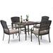 durable 7 Piece Patio Dining Set Outdoor Dining Table Set Patio Wicker Furniture Set for Backyard Garden Deck Poolside/Iron Slats Table Top Removable Cushions(Beige)
