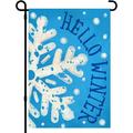 Hello Winter Garden Flag 12x18h Christmas Garden Flag Vertical Double Sided Burlap Winter Outdoor Yard Flag White Snowflake