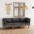 Andoer parcel 3-seater Patio Sofa Middle And 2 Sofa With CushionsMiddle And 2 Sofa Set Cushions Poly Rattan Eucalyptus Wood Lawn RattanMiddle And 2 Sofa Set Eucalyptus Wood