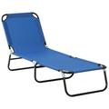 Folding Chaise Lounge Pool Chair Patio Sun Tanning Chair Outdoor Lounge Chair with 5-Positions Reclining Back Oxford Fabric Seat for Beach Yard Patio Blue