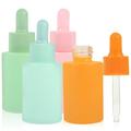 Empty Bottles Refillable Dropper Essential Oil Glass Container Colored Portable Travel Silica Gel 4 Pcs