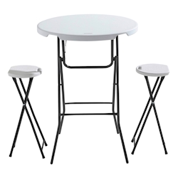 Oviala Business Rekkem Stehimbiss faltbar HDPE 80 x 80 x 110cm Weiß mit Klapphocker 35 x 35 x 70cm x2 Weiß Image