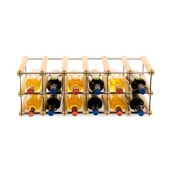 PROREGAL Modulares Weinregal VINOTECA MOD METAL | HxBxT 22,5x62,5x24,5cm | 6x2 Flaschen | Massives Kiefernholz | Natur | Flaschenregal Image