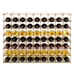 PROREGAL Modulares Weinregal VINOTECA MOD METAL | HxBxT 72,5x92,5x24,5cm | 9x7 Flaschen | Massives Kiefernholz | Natur | Flaschenregal Image