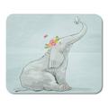 KDAGR Pink Drawing Cute Cartoon Elephant Little White Mouse Funny Mousepad Mouse Pad Mouse Mat 9x10 inch