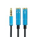 Headphone Splitter Cable 2 in 1 3.5mm Extension Cable Audio Stereo Y Splitter (Hi-Fi Sound) 3.5mm Male to 2 Ports 3.5mm Female Headset Splitter for Apple Samsung Tablets & More Blue