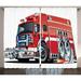 Cartoon Curtains 2 Panels Set Big Fire Truck with Emergency Equipments Universal Safety Rescue Team Engine Cartoon Print Living Room Bedroom Decor 108W X 84L Inches Red Silver by Ambesonne