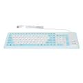 Foldable Silicone Keyboard 103 Keys USB Wired Silicon Foldable Waterproof Mute Fadeless Foldable Keyboard for PC Laptop Blue