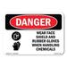 OSHA Danger Sign - Wear Face Shield And Rubber Gloves Chemicals | Plastic Sign | Protect Your Business Construction Site Shop Area | Made in The USA