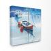 The Stupell Home Decor Red in a Sea of Blue Painterly Boat by the Buoys Canvas Wall Art
