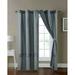 4-Pc Sabri Floral Vine Scroll Embroidery Curtain Set Gray Silver Drape Sheer Liner Grommet