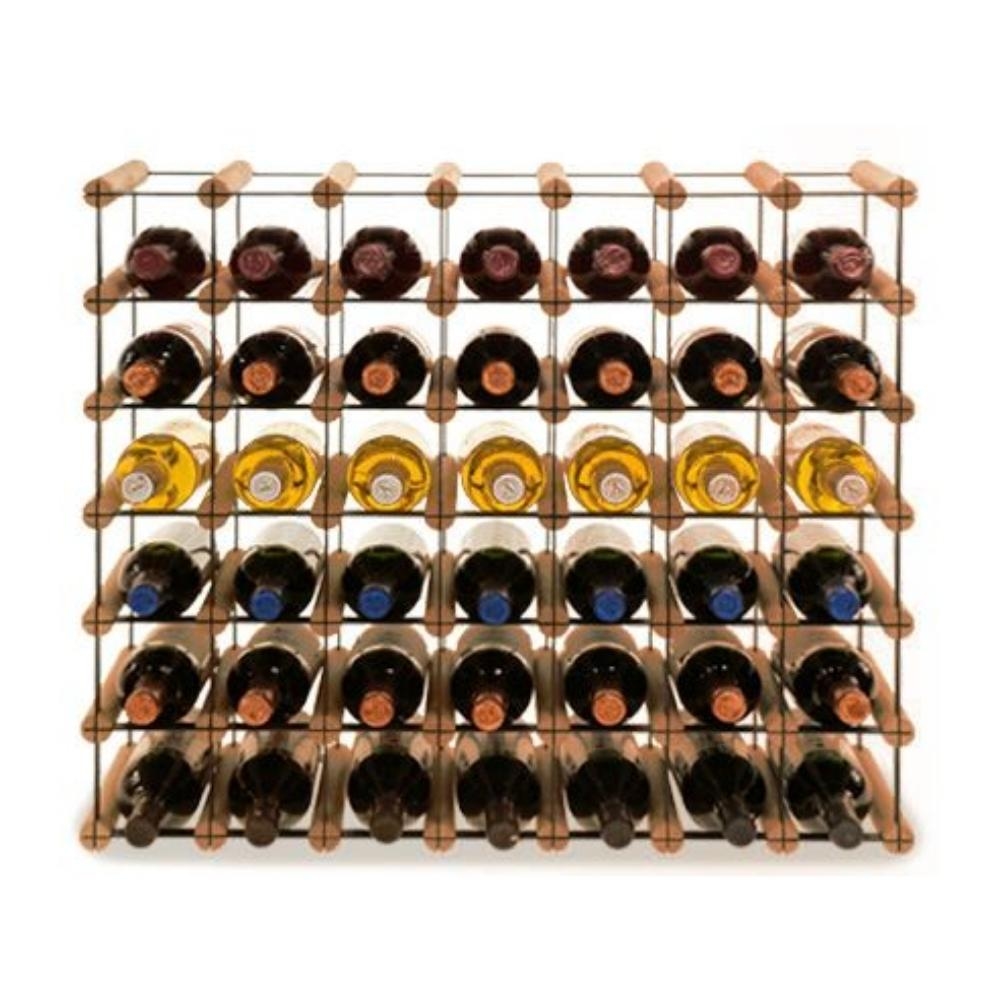 PROREGAL Modulares Weinregal VINOTECA MOD METAL | HxBxT 62,5x72,5x24,5cm | 7x6 Flaschen | Massives Kiefernholz | Braun geölt | Flaschenregal Image