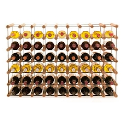 PROREGAL Modulares Weinregal VINOTECA MOD METAL | HxBxT 62,5x92,5x24,5cm | 9x6 Flaschen | Massives Kiefernholz | Braun geölt | Flaschenregal Image