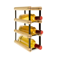 PROREGAL Modulares Weinregal VINOTECA MOD METAL | HxBxT 32,5x12,5x24,5cm | 1x3 Flaschen | Massives Kiefernholz | Natur | Flaschenregal Image