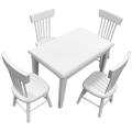 DIY Doll House Handmade Table Chair Model Materials Mini Modern Indoor Furniture Crafts (a Set of White Tables Chairs) Miniature Decorate Birthday Gifts Wooden