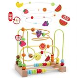 Beaded Maze Toys Toddler Wooden Color Abacus Roller Coaster Puzzle Circle Toys For Baby Beaded Maze Activity Cubes Children s Sensory Toys