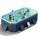 EONROACOO 113in Foldable Swimming Pool Non-Inflatable Above Ground Kiddie Pool for 1-8 People(Blue)