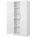 YFBOOLIFE Metal Cabinet with Lock 71 White Garage Cabinet with 2 Doors and 5 Adjustable Shelves Steel Locking Cabinets Tall Tool Cabinet Lockable File Cabinet for Home Office Pa