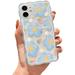 Compatible with iPhone 12 Case Cute Cartoon Floral Butterfly Design for Women Girls Aesthetic Kawaii Slim Soft TPU Transparent Cover for iPhone 12 6.1 inch(Blue)