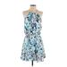 Parker Casual Dress - Mini Halter Sleeveless: Blue Dresses - Women's Size Small