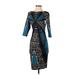 Venus Cocktail Dress - Sheath: Blue Graphic Dresses - Women's Size X-Small