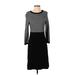 Talbots Casual Dress - Sheath Crew Neck 3/4 sleeves: Gray Color Block Dresses - Women's Size Small