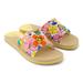 TOMS Women's Carly Painted Floral Jersey Slide Sandals Yellow/Pink/Multi, Size 6