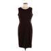 Jones New York Cocktail Dress - Sheath Scoop Neck Sleeveless: Brown Print Dresses - Women's Size 8