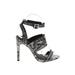 Topshop Heels: Strappy Stilleto Formal Gray Snake Print Shoes - Women's Size 5 - Open Toe