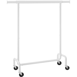 Kleiderständer auf Rollen 160 x (110-150) x 45cm, Garderobenständer, ausziehbare Kleiderstange, bis 130 kg belastbar, mattweiß Image