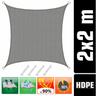 Amanka - Voile d'ombrage uv 2x2 hdpe Carré Protection Solaire Toile de Jardin Balcon Gris - grau