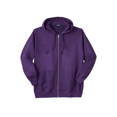 Men's Big & Tall Fleece Zip-Front Hoodie by KingSize in Vintage Purple (Size XL) Fleece Jacket