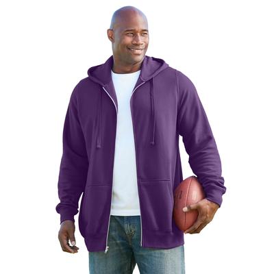 Men's Big & Tall Fleece Zip-Front Hoodie by KingSize in Vintage Purple (Size XL) Fleece Jacket