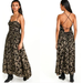 Free People Dresses | Free People Charlie Bustier Maxi Dress Metallic Gold Black Strappy Back Size S | Color: Black/Gold | Size: S