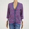 J. Crew Sweaters | J. Crew Striped Gauze Cardigan Sweater Medium Pink Navy Blue Loose Knit | Color: Blue/Pink | Size: M