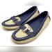 Tory Burch Shoes | Like New! Coa Tory Burch Casey Canvas & Leather Drivers Loafers Removable Soles5 | Color: Blue/Cream | Size: 5