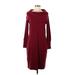 Ann Taylor Casual Dress - Sweater Dress: Burgundy Dresses - Women's Size Medium