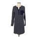 Ekouaer Casual Dress - Shift V-Neck 3/4 sleeves: Blue Color Block Dresses - Women's Size Small