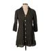 Zara Casual Dress - Mini Collared 3/4 sleeves: Brown Print Dresses - Women's Size X-Small