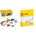 LEGO Classic Mittelgroße Bausteine-Box, Konstruktionsspielzeug & Classic Weiße Bauplatte, quadratische Grundplatte mit 32x32 Noppen als Basis Sets, Konstruktionsspielzeug 11026