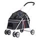 Small Dog Pram Stroller Pet Dog Strollers Carriage Zipperless Entry for Cats/Dogs, Dog Prams Pushchairs with Adjustable Awning, Dog Strollers for Small Dogs Within 20kg (Color : Nero)