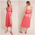 Anthropologie Dresses | Anthropologie Blnk London Shelley Midi Dress In Coral Size M Satin Fabric | Color: Pink | Size: M