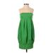 Zara Basic Casual Dress - Party Strapless Sleeveless: Green Solid Dresses - Women's Size X-Small