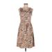 Knitted & Knotted Casual Dress - A-Line: Brown Print Dresses - Women's Size Medium