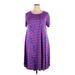 Lularoe Casual Dress - A-Line Scoop Neck Short sleeves: Purple Print Dresses - Women's Size 2X