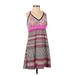 Gerry Casual Dress - A-Line V-Neck Sleeveless: Pink Color Block Dresses - Women's Size Small