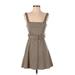 Topshop Casual Dress - A-Line: Brown Grid Dresses - Women's Size 4 Petite